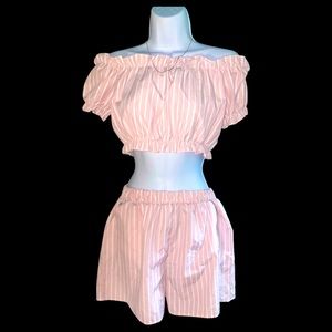 Pink and White Striped Set